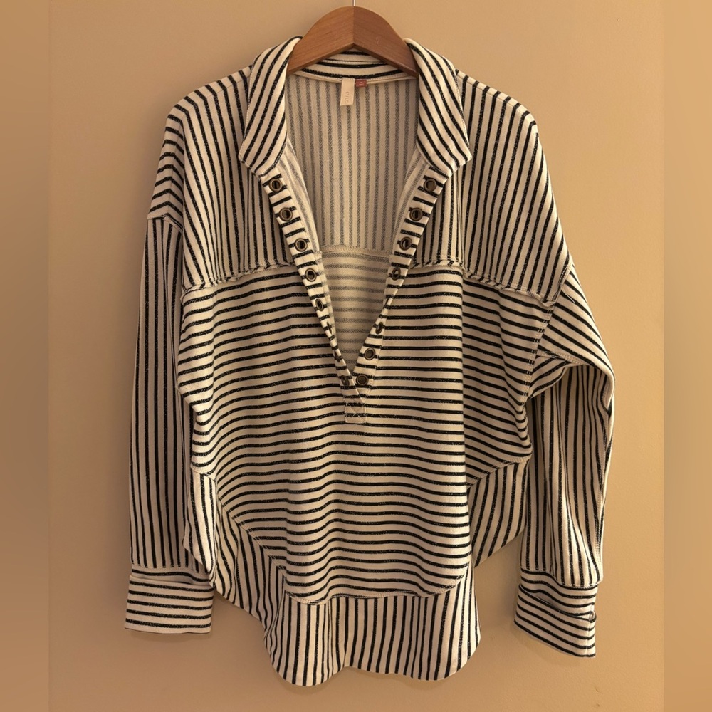 Anthropologie/Pilcro Striped Black and Off White sweatshirt
